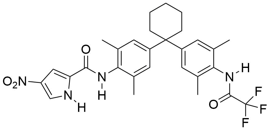 N %284 %281 %283 5 dimethyl 4 %282 2 2 trifluoroacetamido%29phenyl%29cyclohexyl%29 2 6 dimethylphenyl%29 4 nitro 1h pyrrole 2 carboxamide